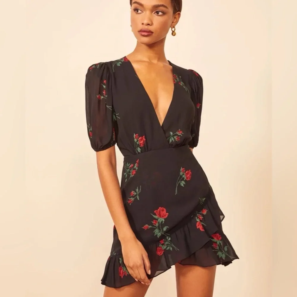 Reformation Alcott Dress In Rochelle mini dress - Picture 4 of 11